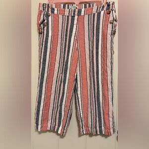 Cleo Coral and Navy Striped Capri